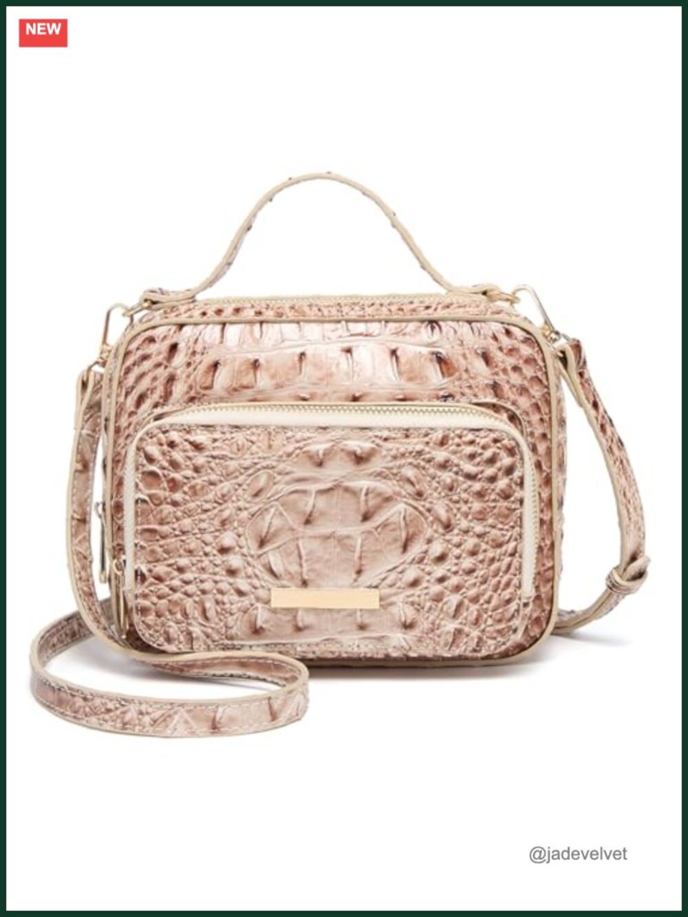 Women's Small Croco Box Crossbody Bag Vegan Leather Top Handle